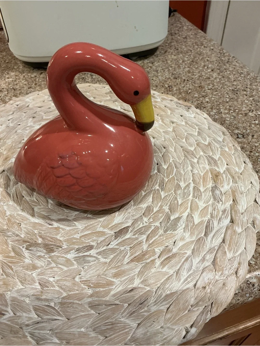 Coral Ceramic Flamingo Figurine - HOLDS scrub Pad. Or Soap